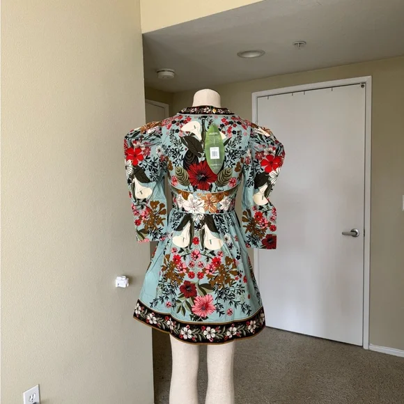 Farm Rio Blue Beauty Bouquet Mini Dress XS NWT - Picture 3 of 12